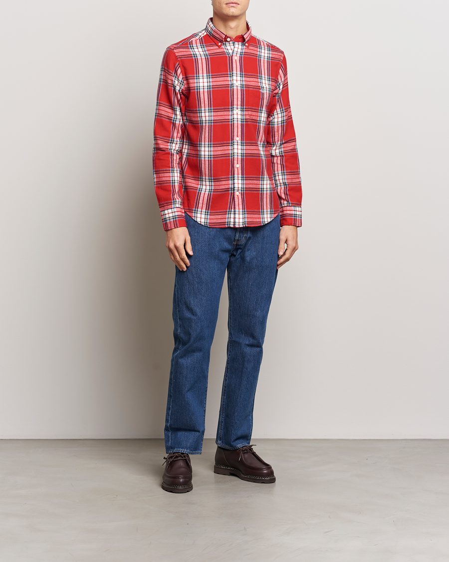 GANT Regular Flannel Check Shirt Ruby Red