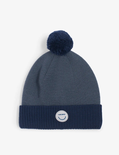 Viking Kids Toasty Beanie Wool POM POM<br>Lue i 100% merinoull og bomullsfôr med vindtett ørebeskyttelse