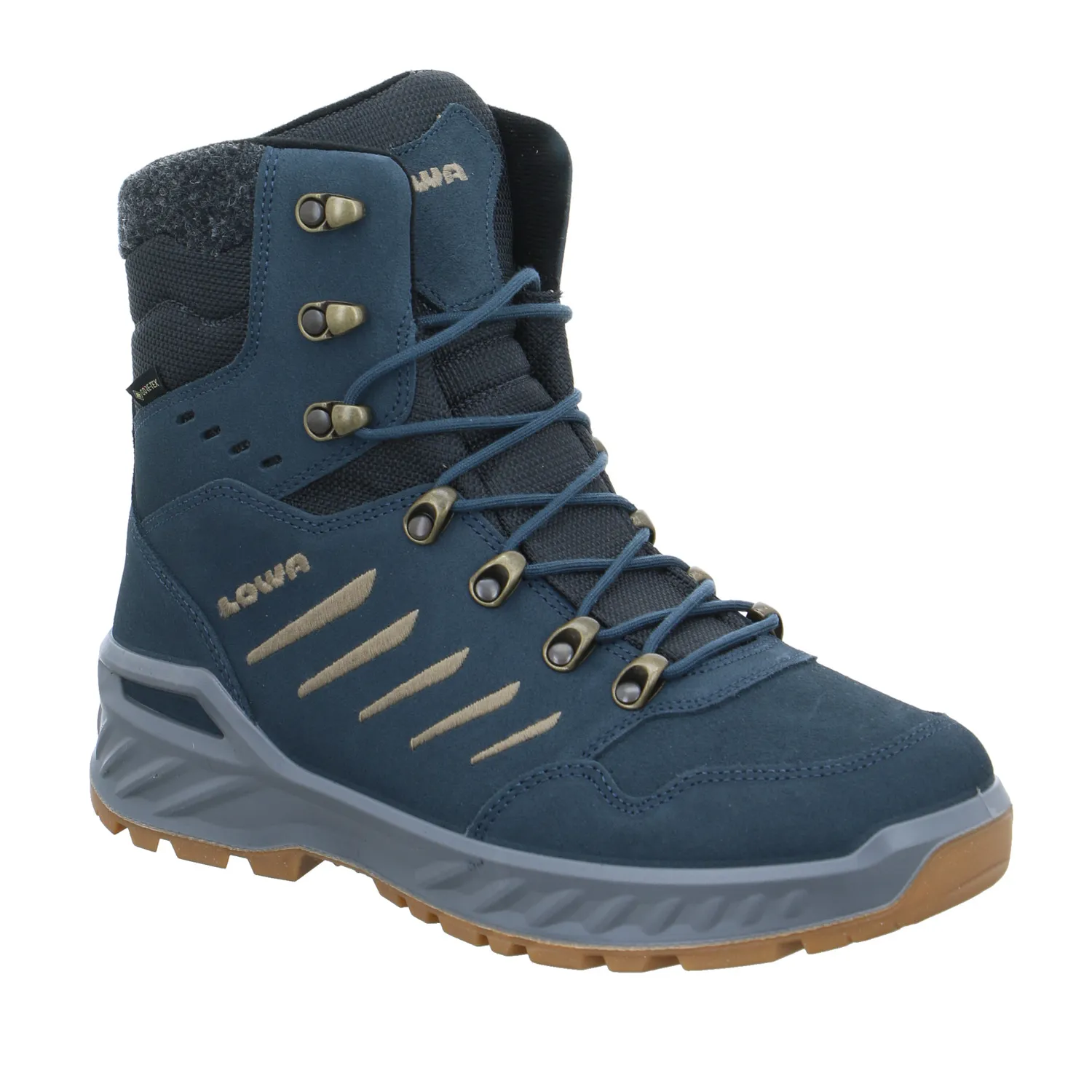 LOWA Snowboots Blau Leder