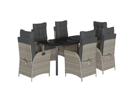 VIDAXL - Ensemble table et chaises Ensemble à manger de jardin et coussins 7 pcs gris clair rot...