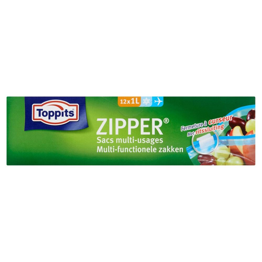 Toppits Zipper Multi-Functionele Zakken 1 liter12 stuks