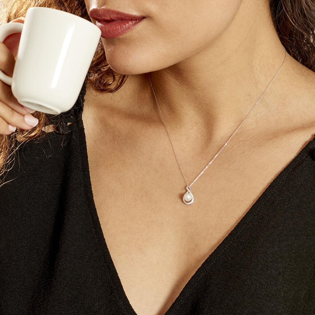 Collier Davy Or Blanc Perle De Culture Oxyde