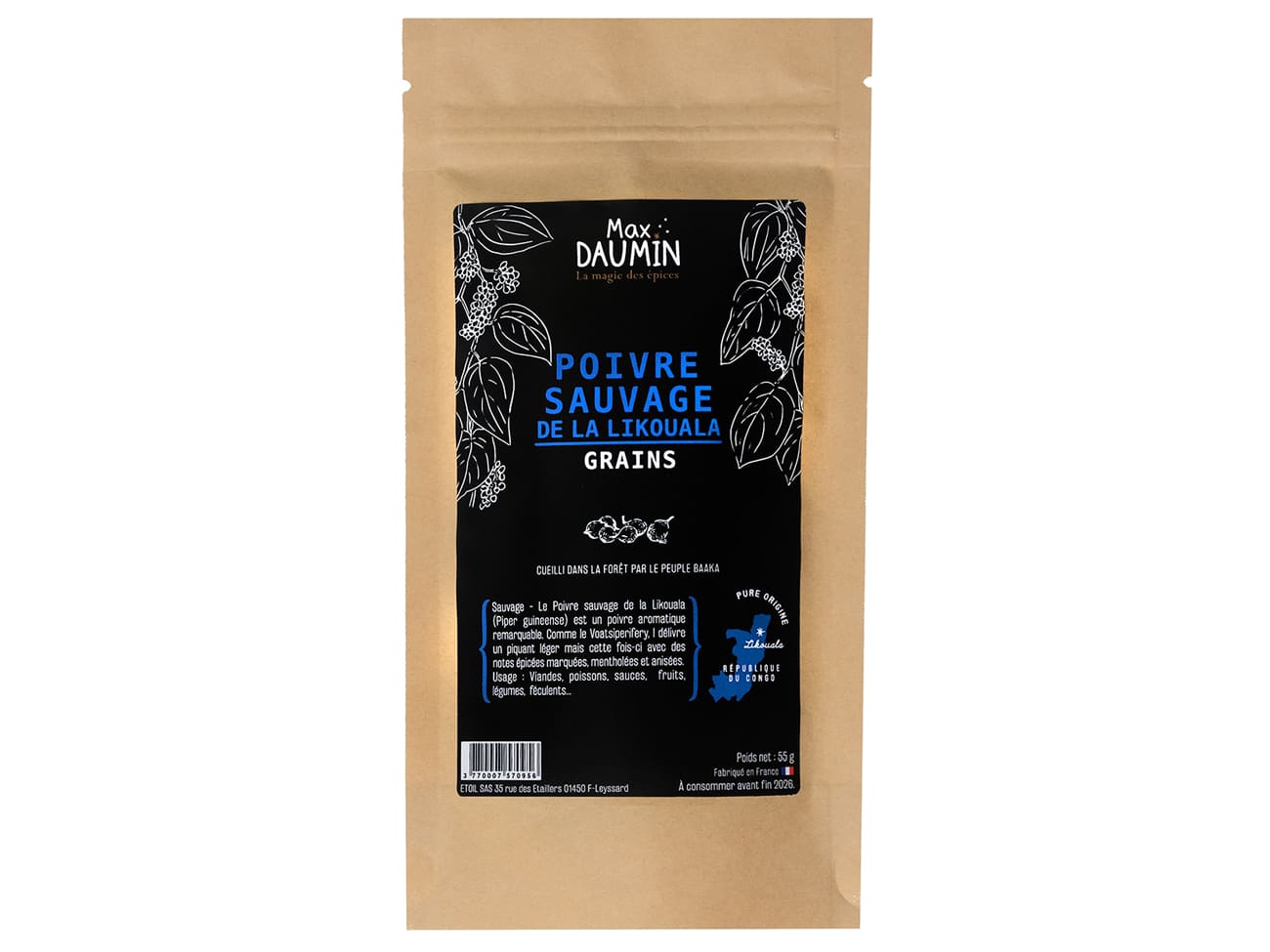 Poivre noir Likouala - 55 g - Max Daumin