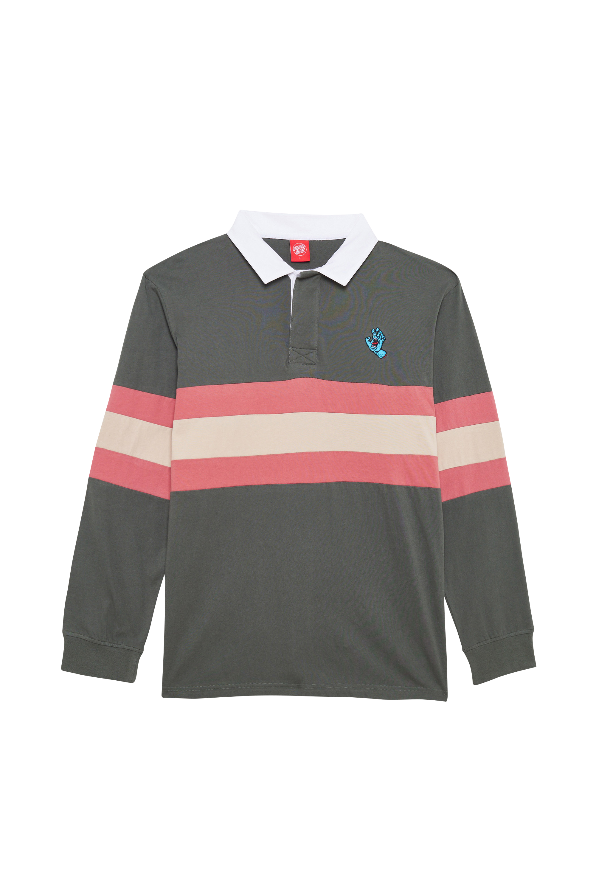 SANTA CRUZ Polo Mini Hand Stripe L/S Polo Vert