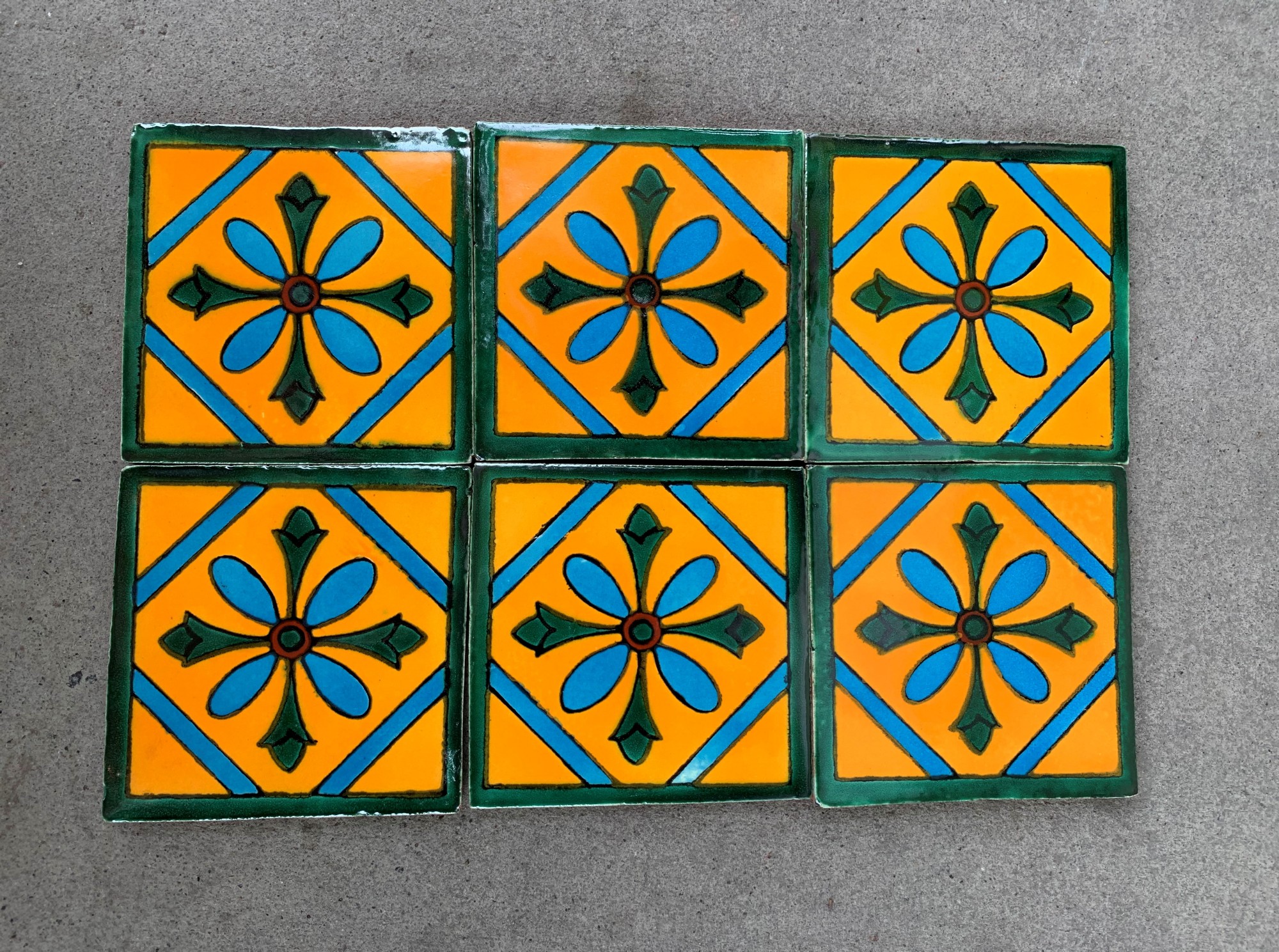 Kachel 'Cruz', gelb, multicolor, T 10 cm, B 10 cm, H 0,5 cm von fischer's lagerhaus