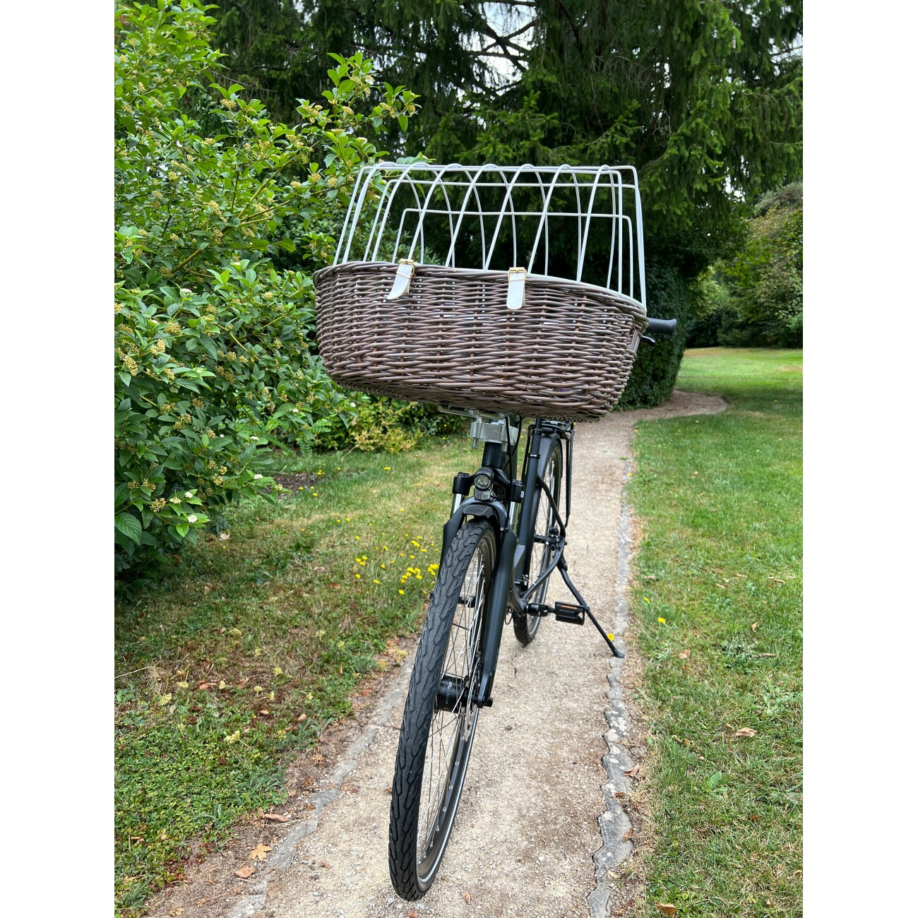 Aumüller Fahrradkorb mit Schutzgitter für den Steuerkopf grau
