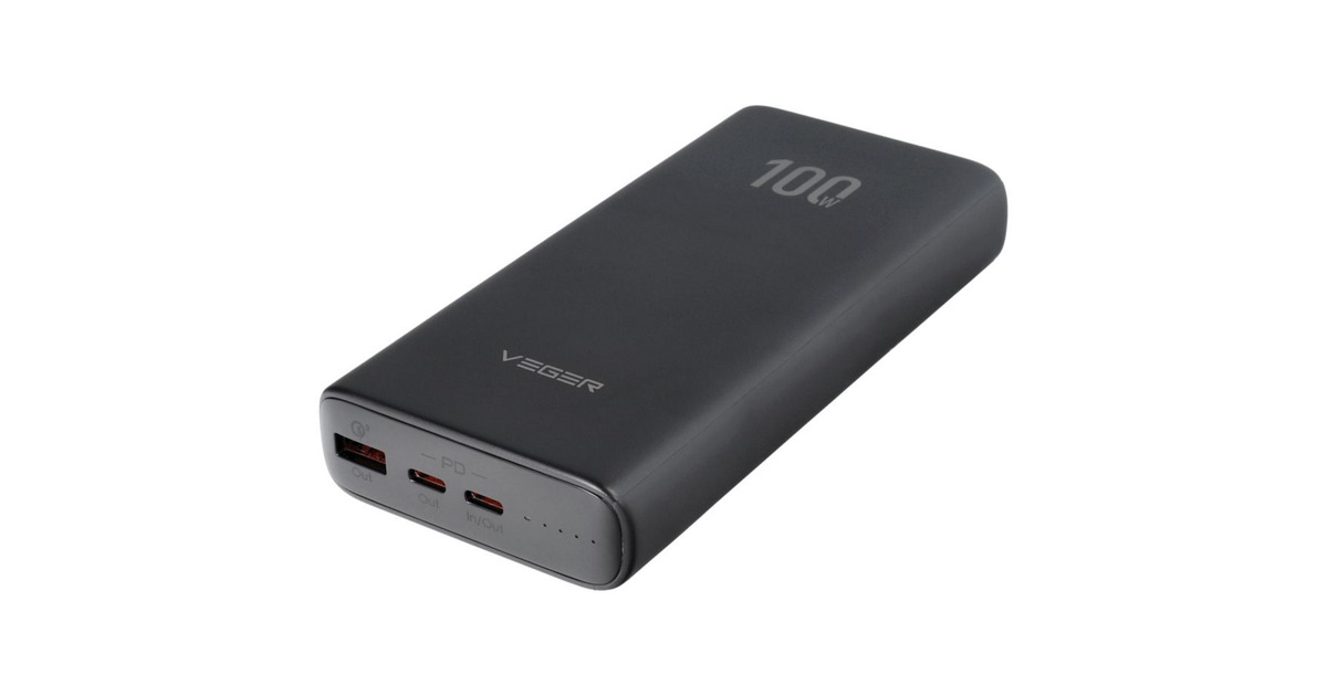 VEGERT100 powerbank 20.000 mAh  (Zwart)