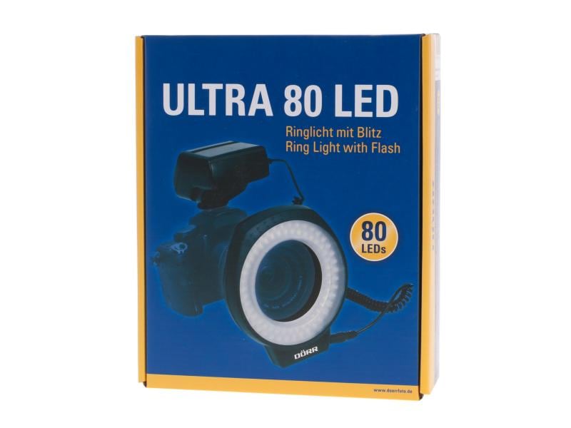 Dörr Blitzgerät LED Macro Ultra 80 Ringlicht Makrofotografie mit 80 LEDs