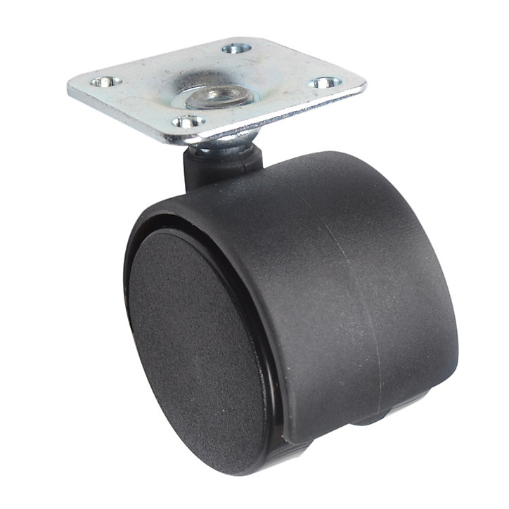 Roulette jumelée pivotante sans frein ø40 mm, plaque, charge max 30kg