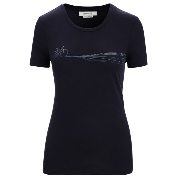 T-shirt randonnée ICEBREAKER W TECH LITE II SS TEE CADENCE PATHS MIDNIGHT NAVY