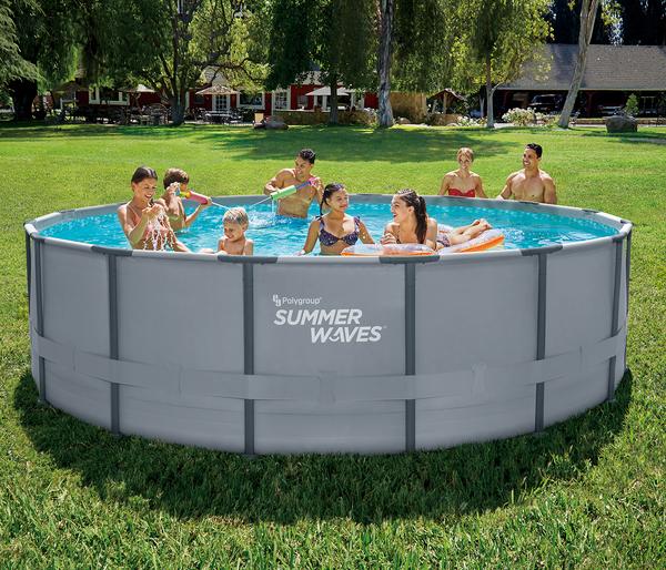 Summer Waves Frame Pool, anthrazit, rund