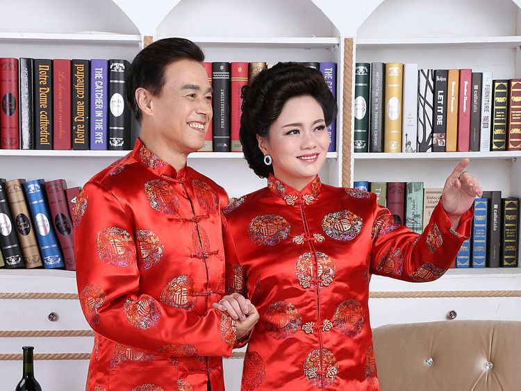 Gouden bloemen - Chinees jasje met knoopjes