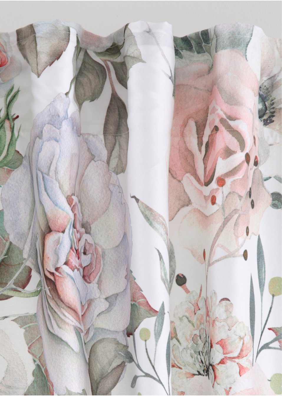 Rideau en microfibre à imprimé roses (1 pce)