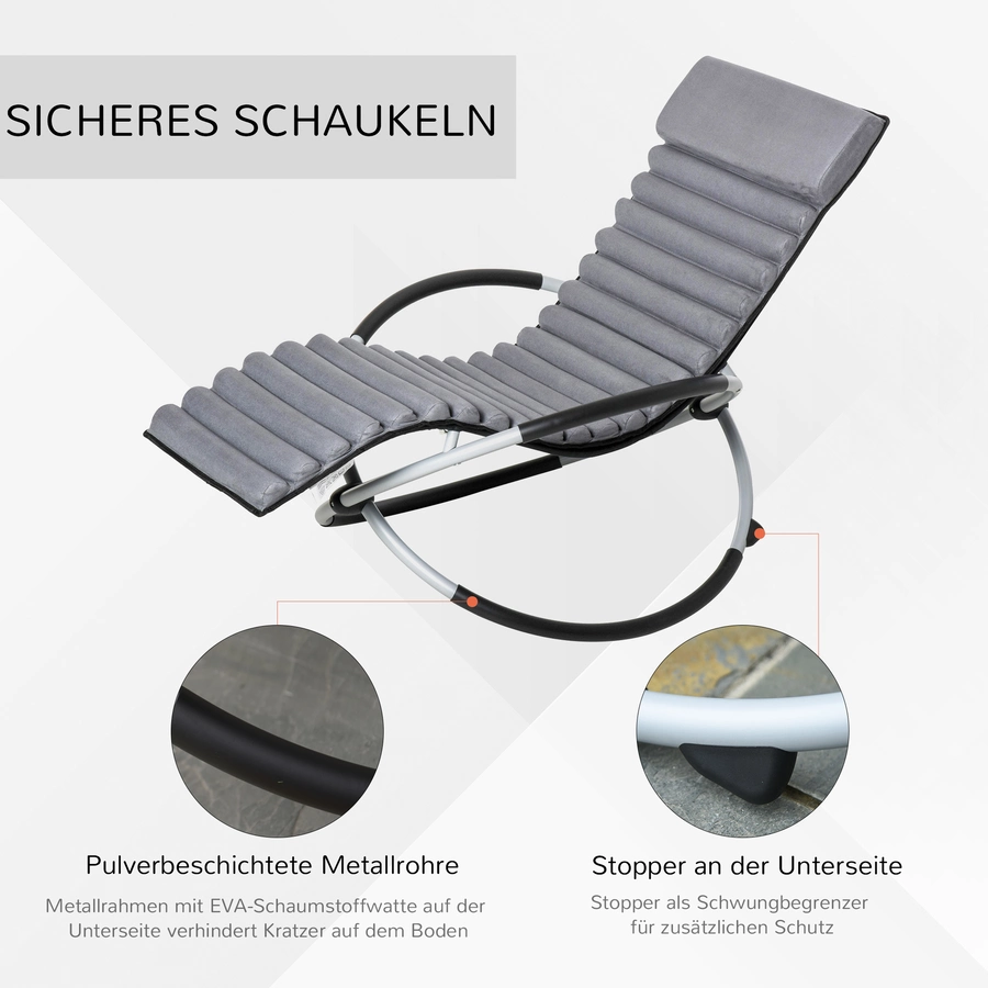 Outsunny Schaukelstuhl mit  Kissen grau