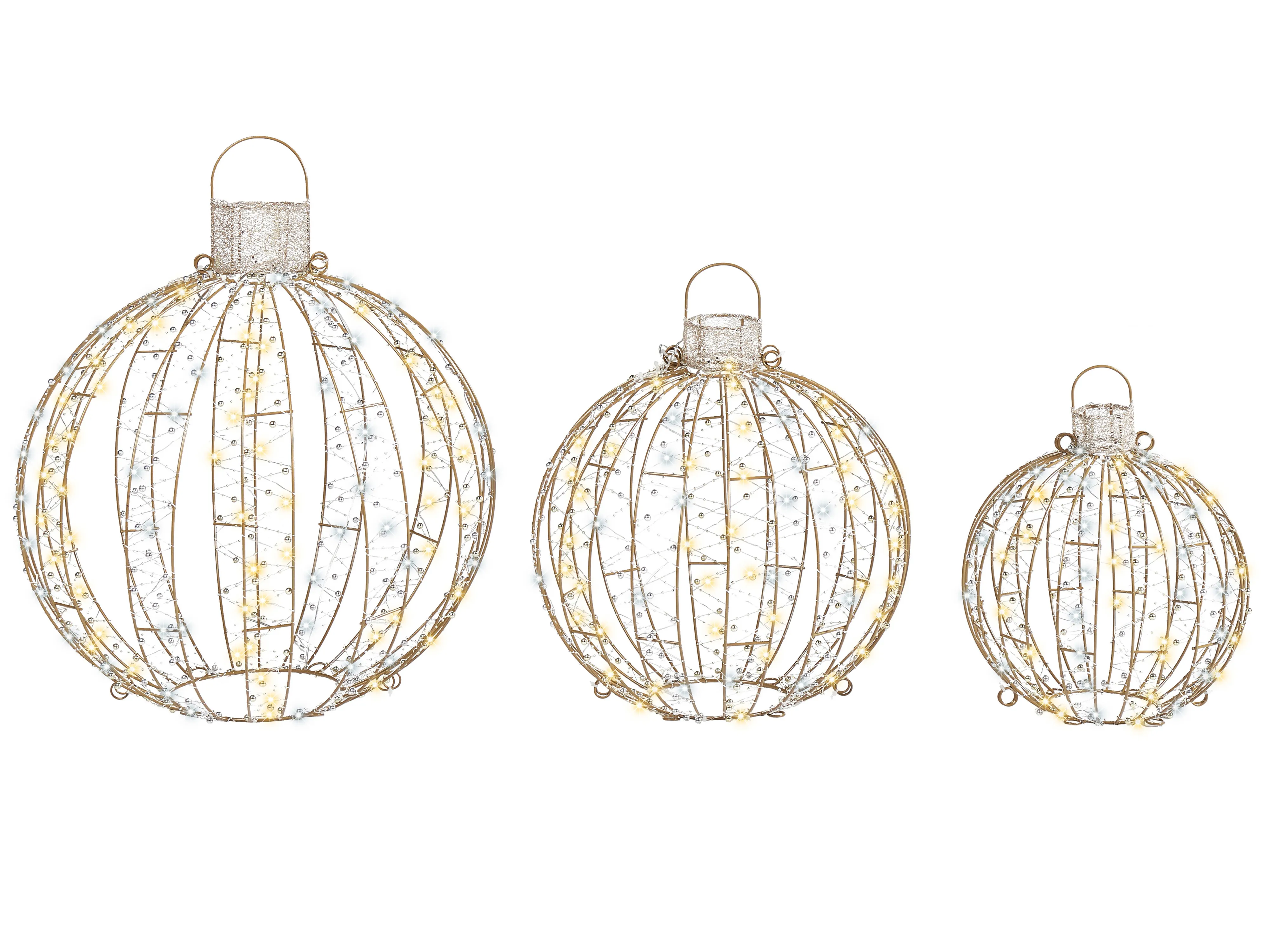 Buitendecoratie LED GAROUR Kerstbal 65/50/40 cm Goud