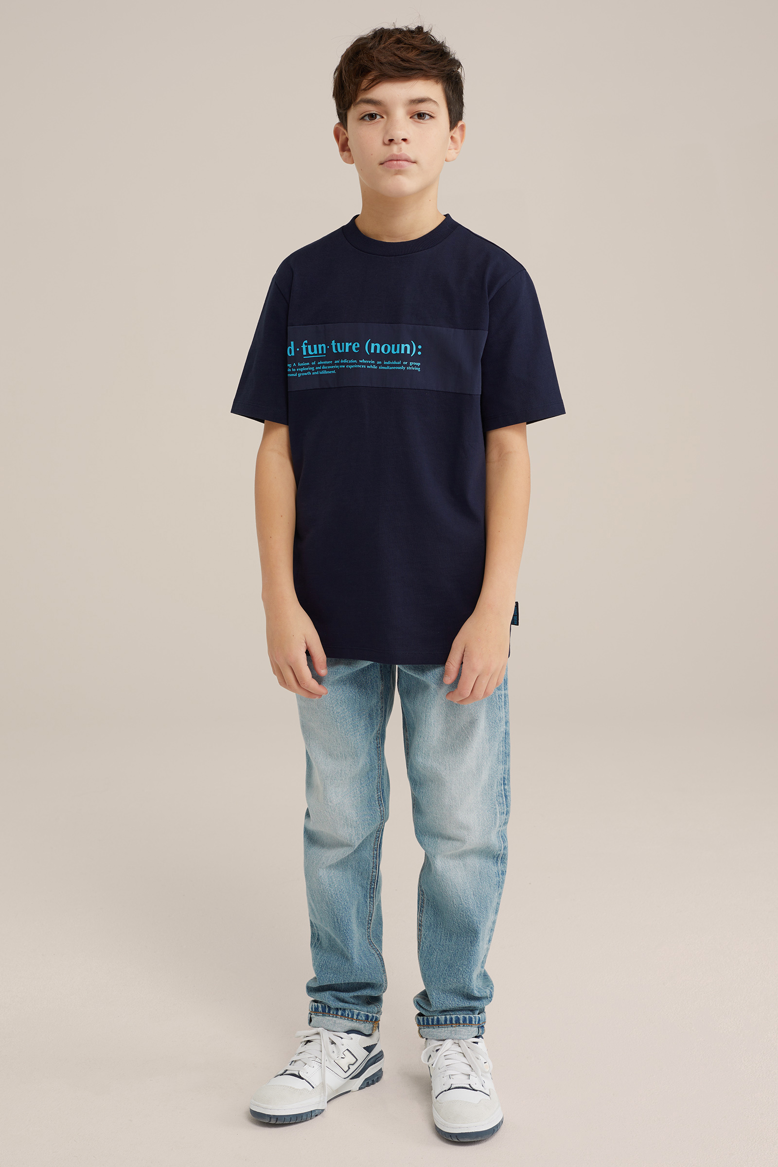 Jongens t-shirt met opdruk WE Fashion Marineblauw