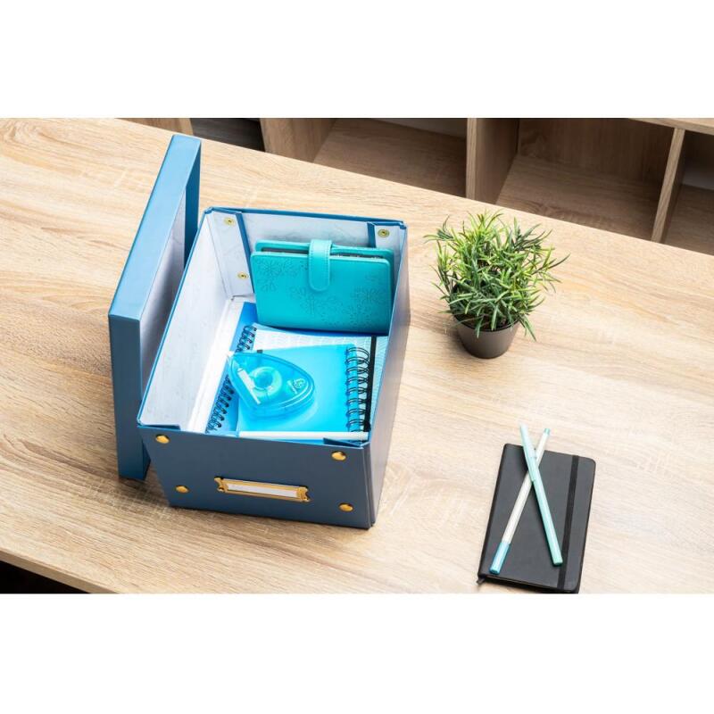 Boîte de rangement à plat carton 20x26x15cm Néo Déco - Bleu de France