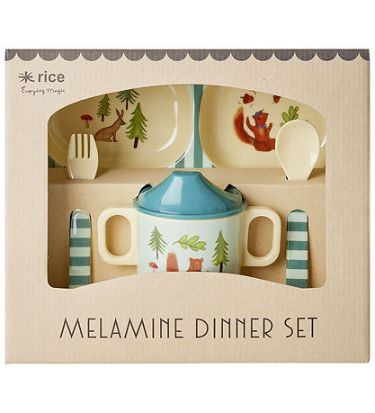 Rice Geschirr-Set - Melamin - 4 st. - Blue Happy Forest