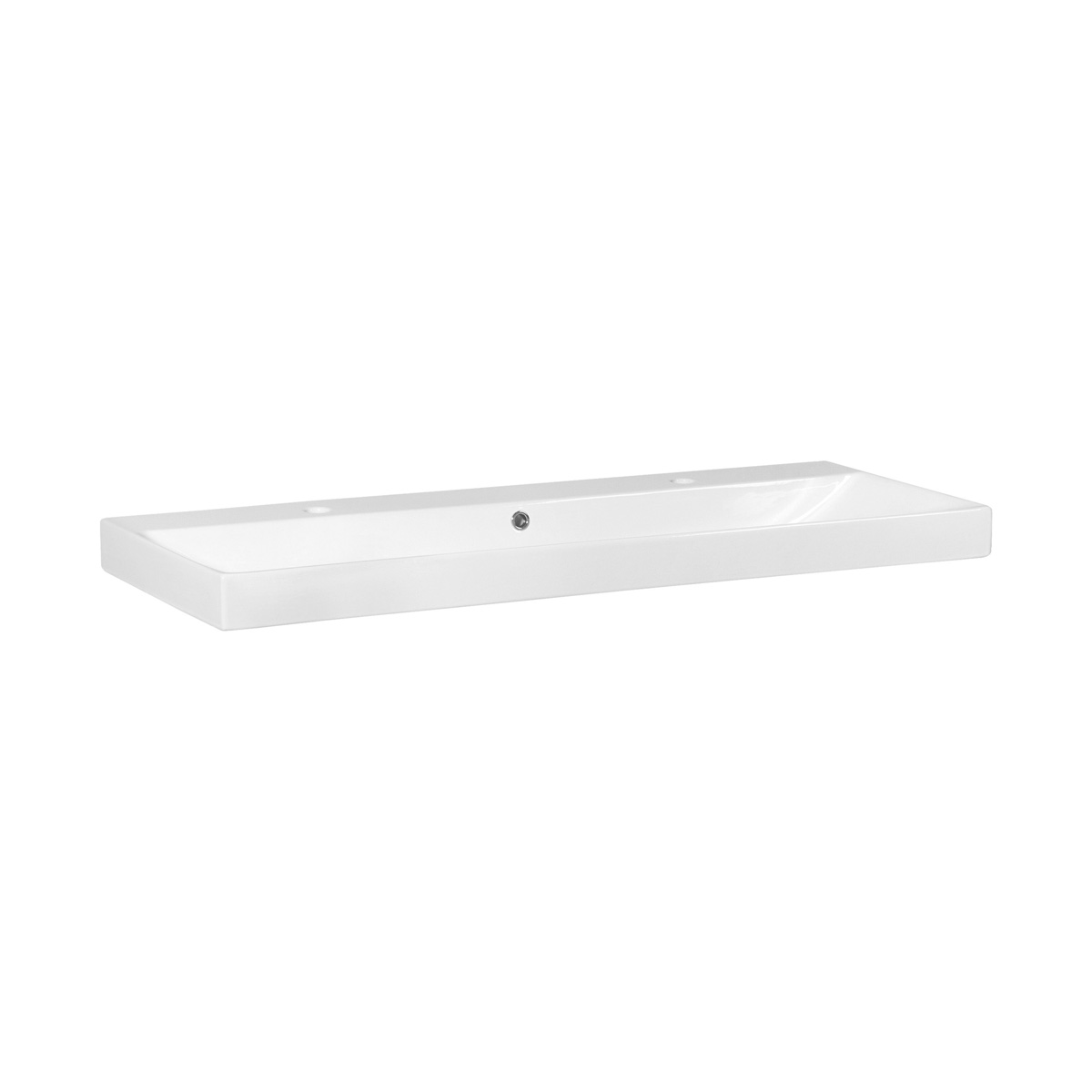 Brauer Aurora wastafel keramiek 120cm met 2 kraangaten wit glans