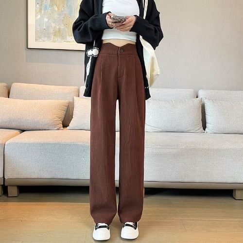 Dragan Pulse - Corduroy hoge taille effen wijde broek