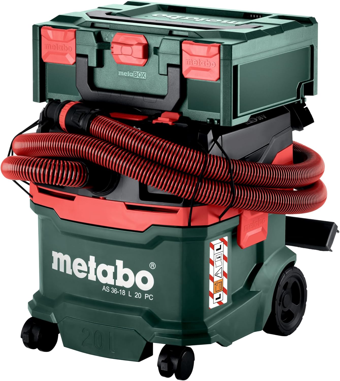 metabo Akku-Sauger AS 36-18 L 20 PC - 18 V, 20L Behälter - Staubklasse L, Nass- und Trockensauger, Boost-Modus, Quick-System, Antistatik - Für Gewerbe und Haushalt