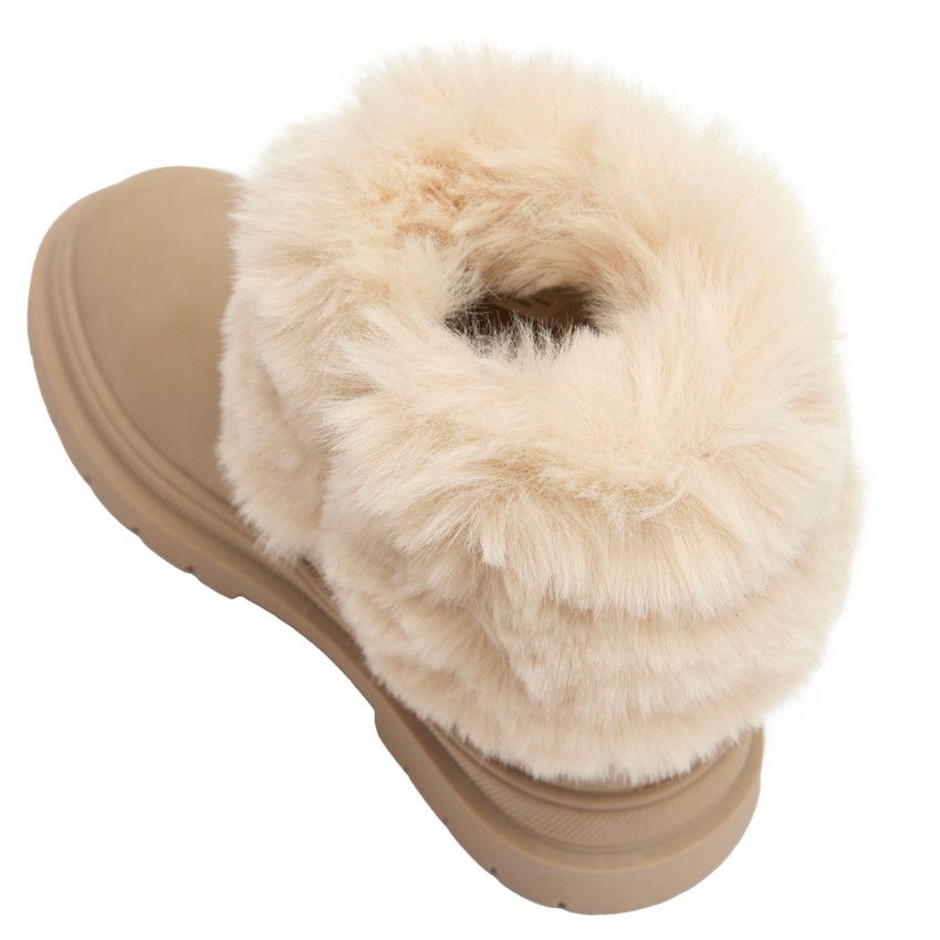 Bottines zippées et fourrées pour fille - Ecru