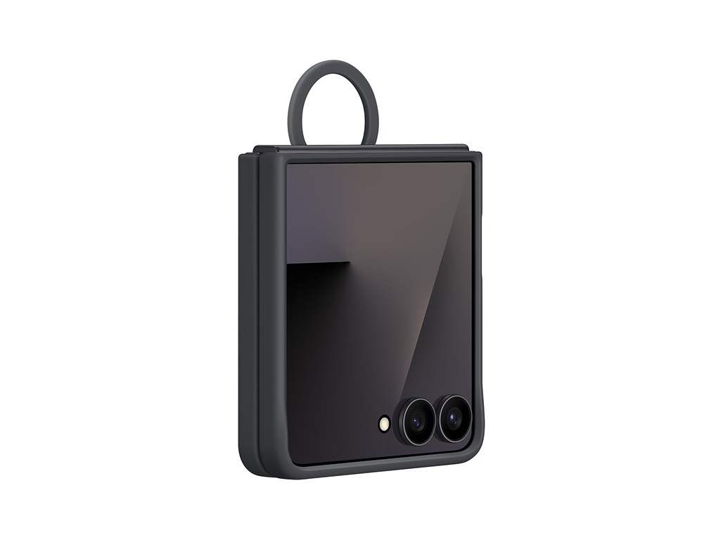 CAPA SAMSUNG SILICONE COM ANEL FLIP 7 PRETA