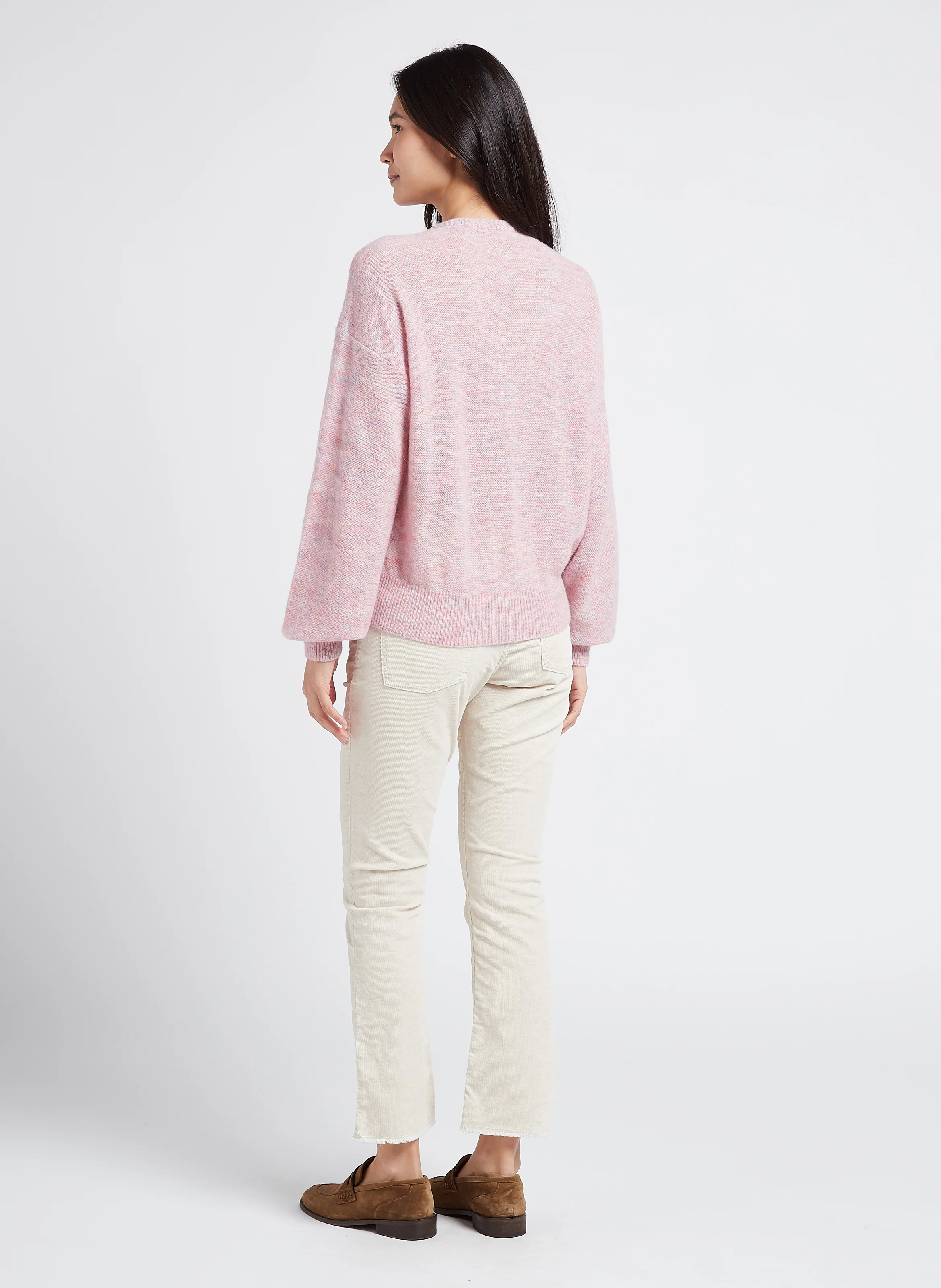 CARA - Jean bootcut cropped en coton mélangé | Blanc