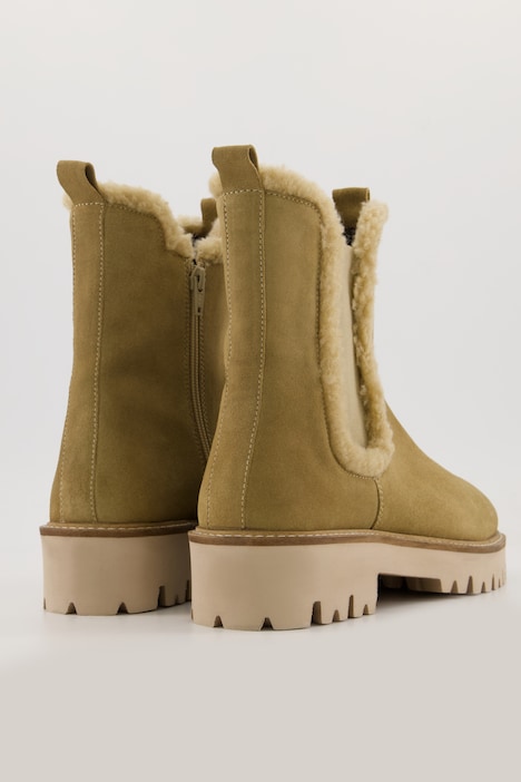 Chelseaboots, Teddyfell-Besatz, Fleecefutter, Weite H