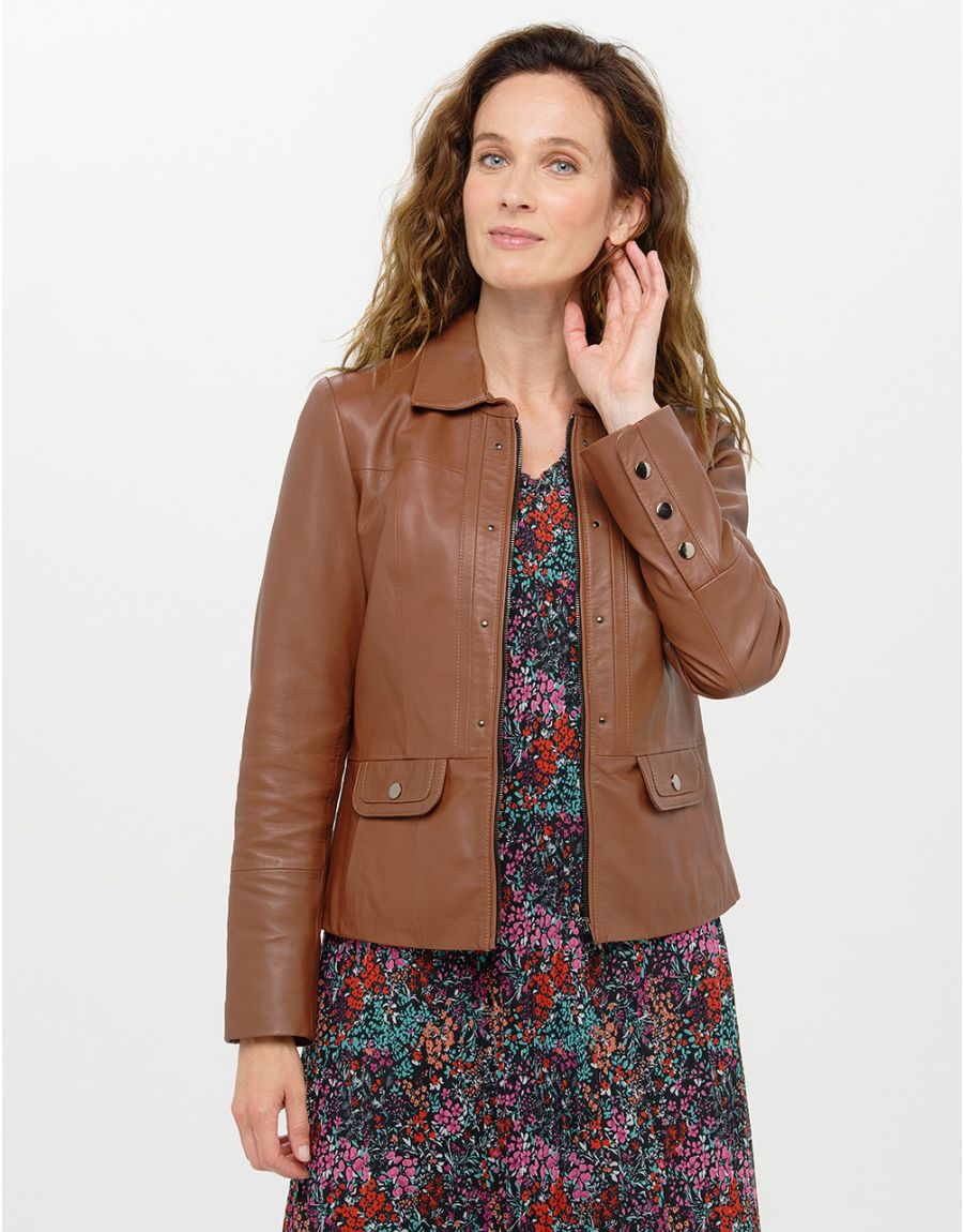 Veste 100% cuir marron