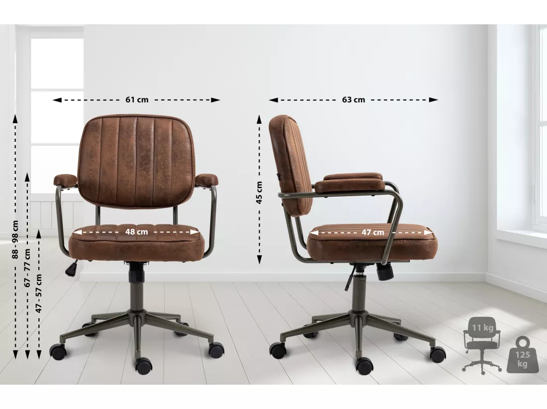 Chaise de bureau - Similicuir - Cognac - Natrona