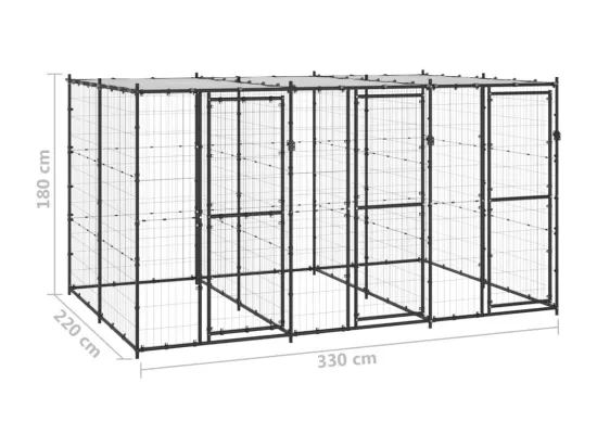 Chenil extérieur cage enclos 330 x 220 x 180 cm 02_0000402