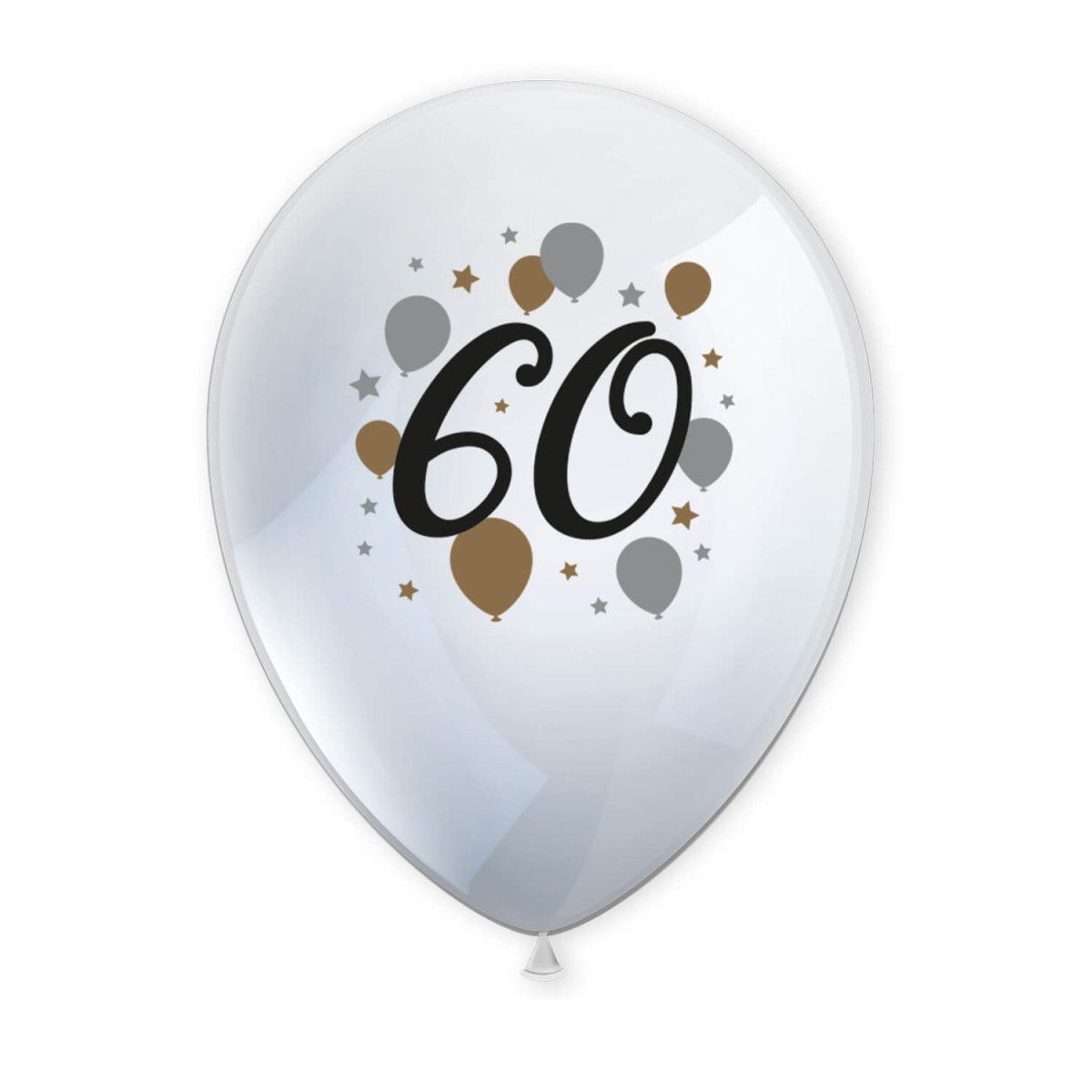 60 Jaar Ballonnen Wit Goud Leeg 27,5cm 6st