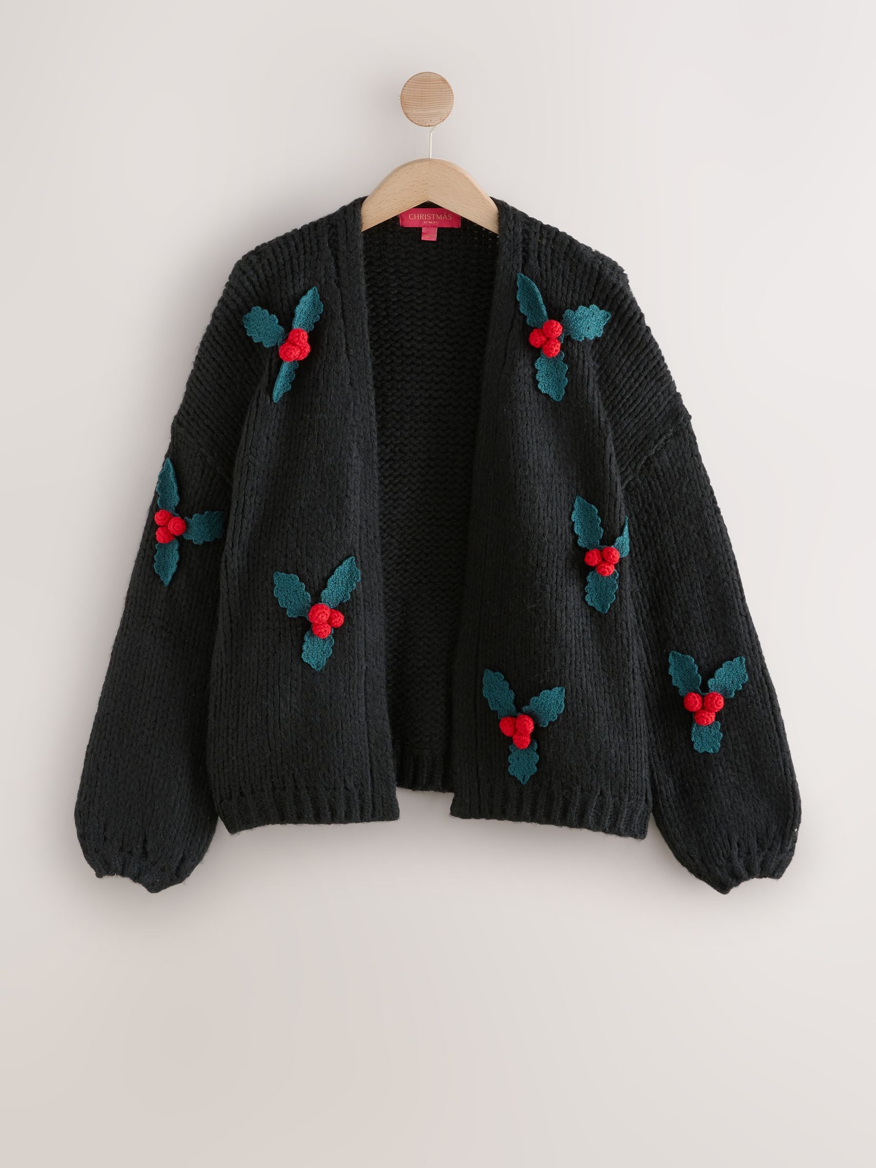 Zwart 3D Holly Chunky - Kerstmis vest