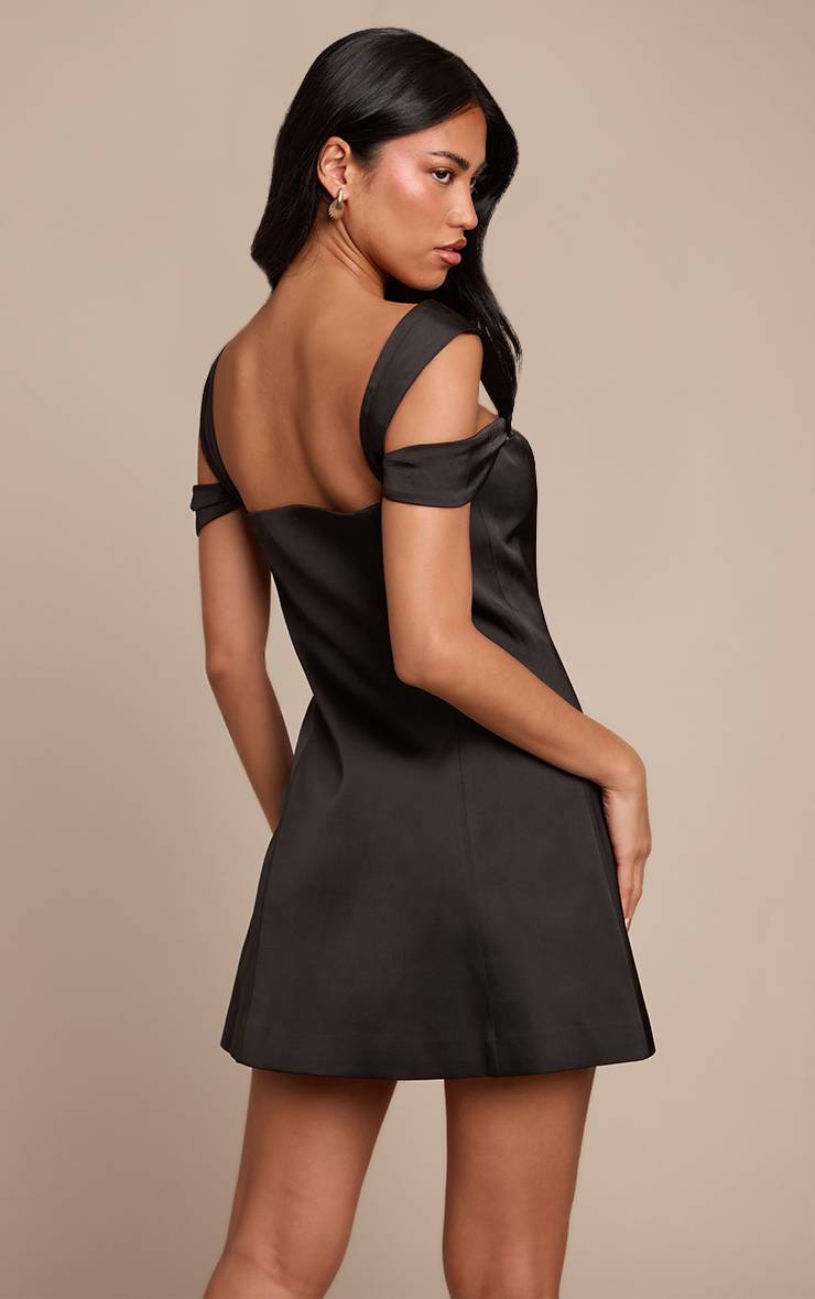 Noir Robe Droite Satinée À Bretelles
