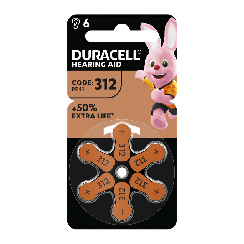 Høreapparatbatterier DA312 6-pk