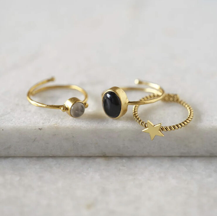 A Beautiful Story Visionary Black Onyx Ring GP Gold