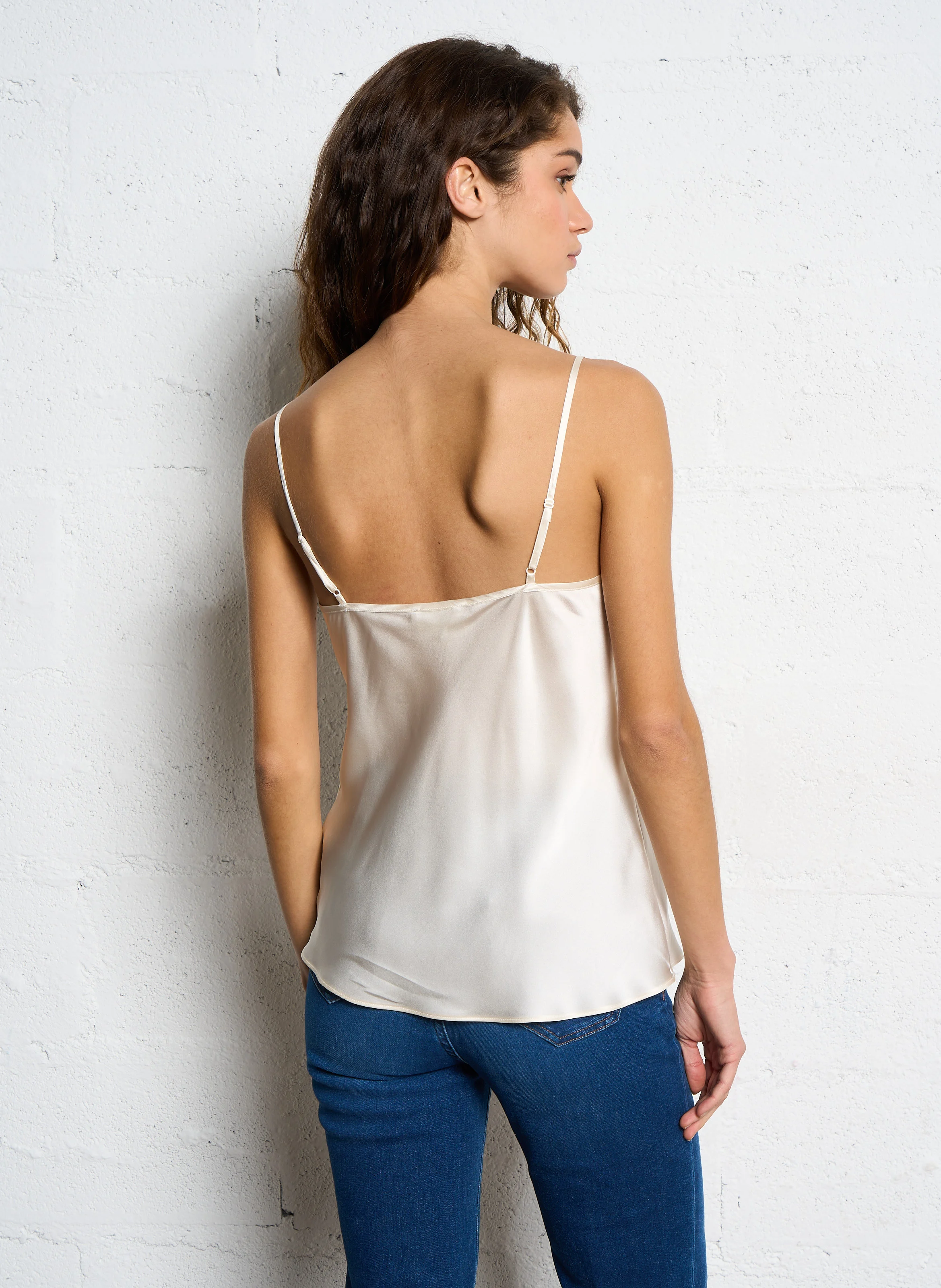 MINDY - Caraco dentelle en soie | Blanc