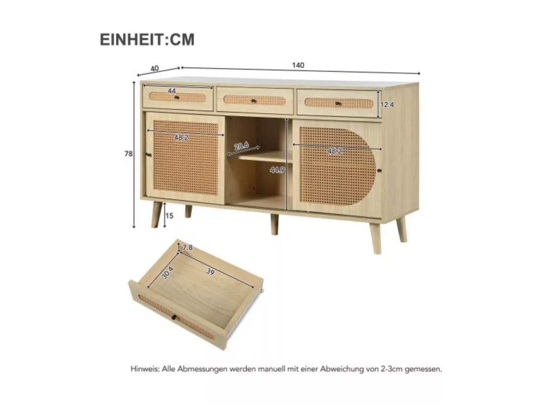 Buffet en bois, d140 cm x h78 cm, chêne