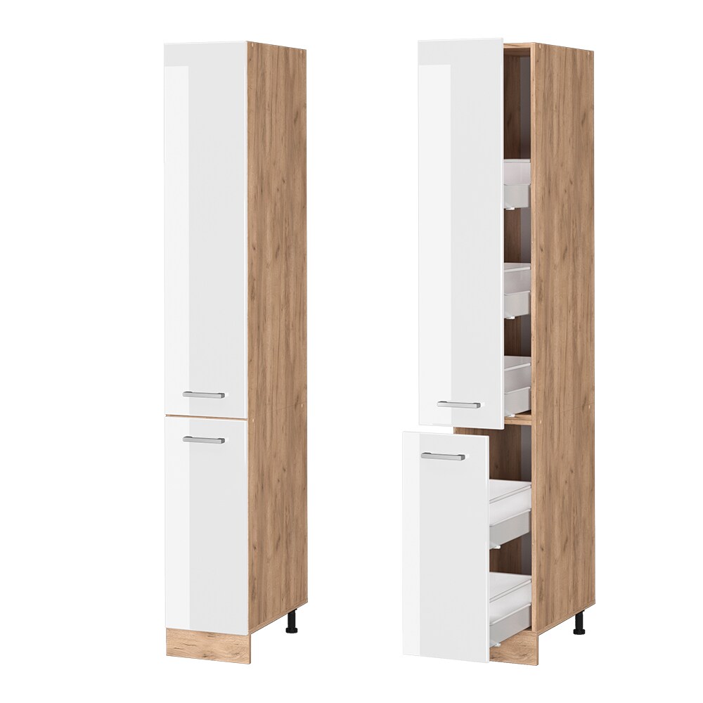 Vicco Apothekerhochschrank Küchenschrank Küchenzeile R-Line 30 cm Eiche Weiß