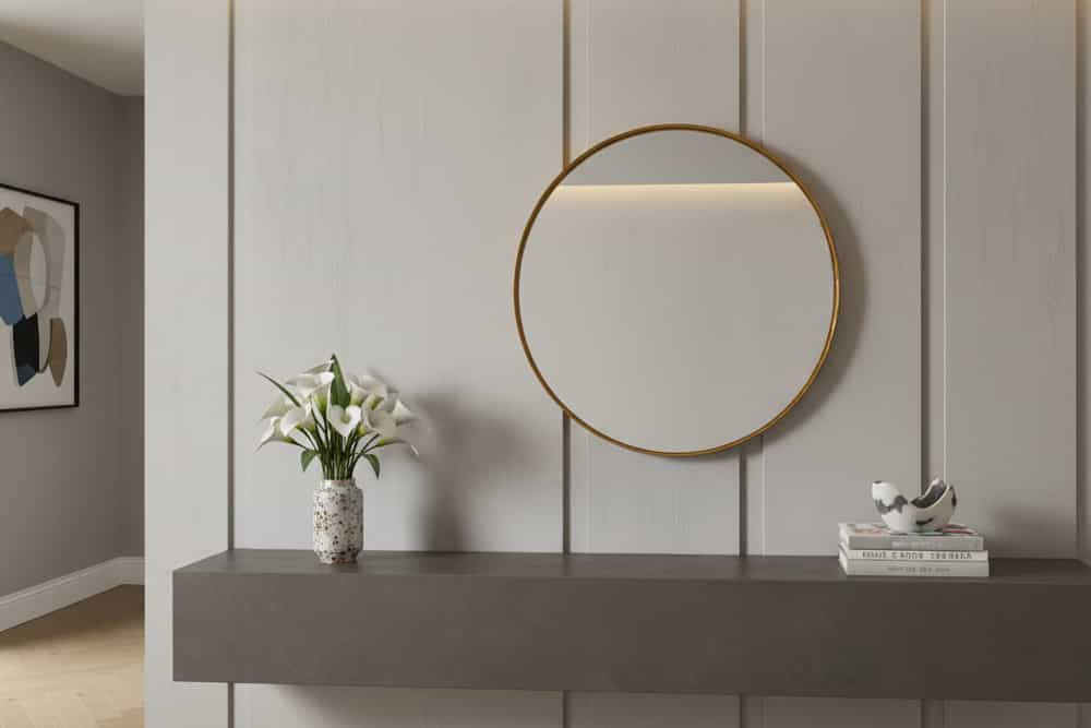 Runder Wandspiegel PORTRAIT 75cm gold mit Metallrahmen