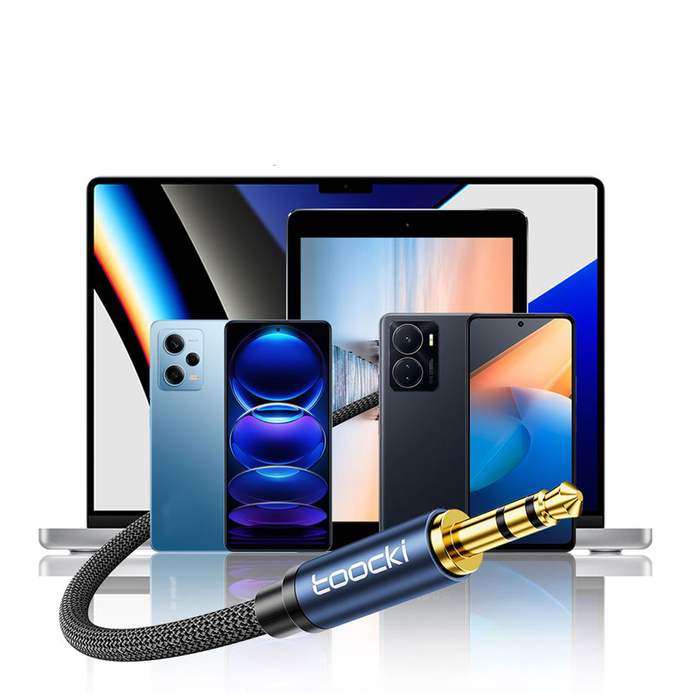 (1m) 3.5mm Klinke Audio Stecker auf 3.5 mm Klinke Stecker Stereo AUX geflochtenes Kabel - Blau