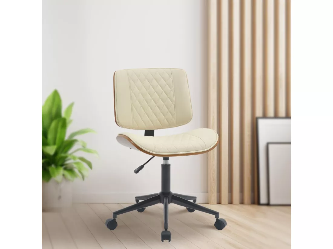 Chaise de bureau - Bois - Noyer / Crème - Plover