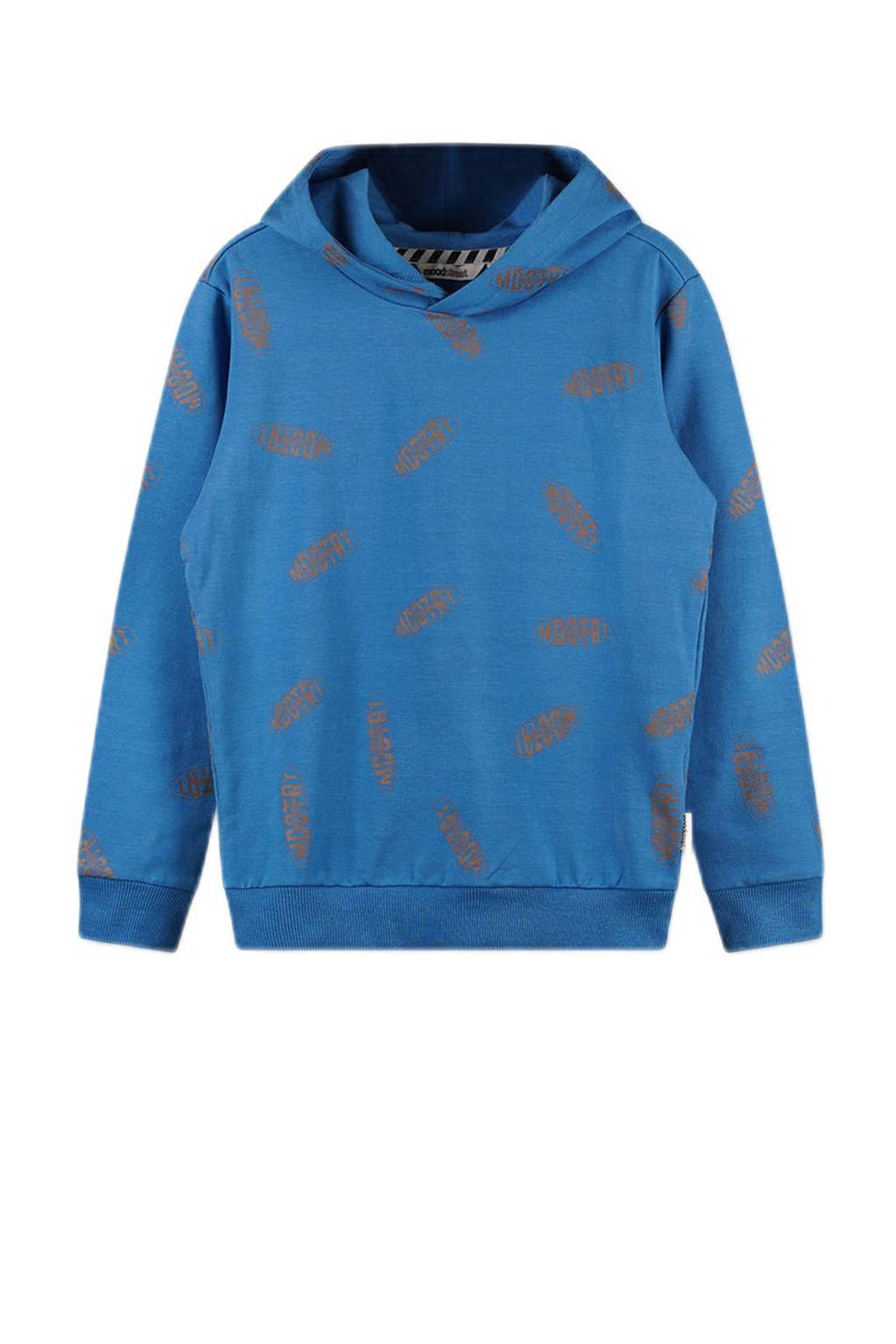 Moodstreet hoodie met all over print felblauw