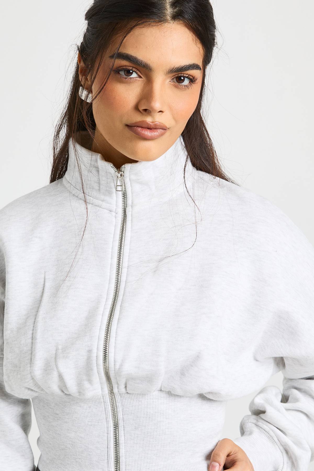 boohoo Veste Zippée Col Montant Taille Cintrée