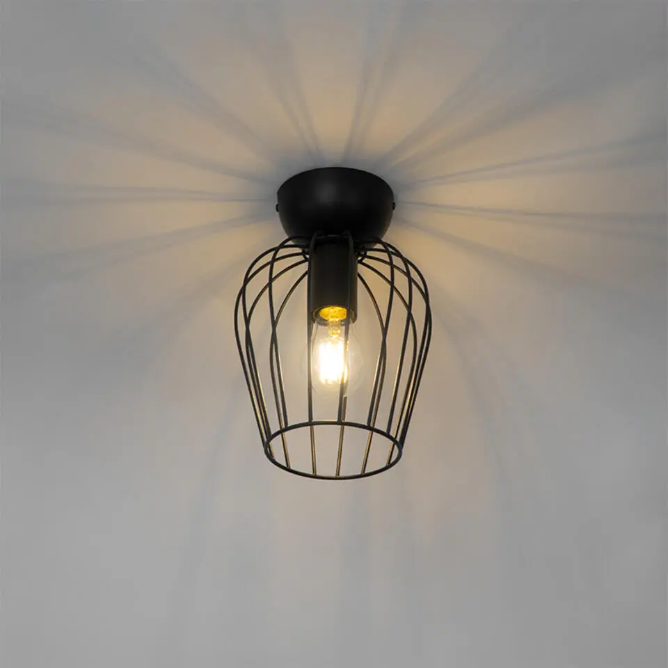Qazqa plafondlampen palica zwart e27