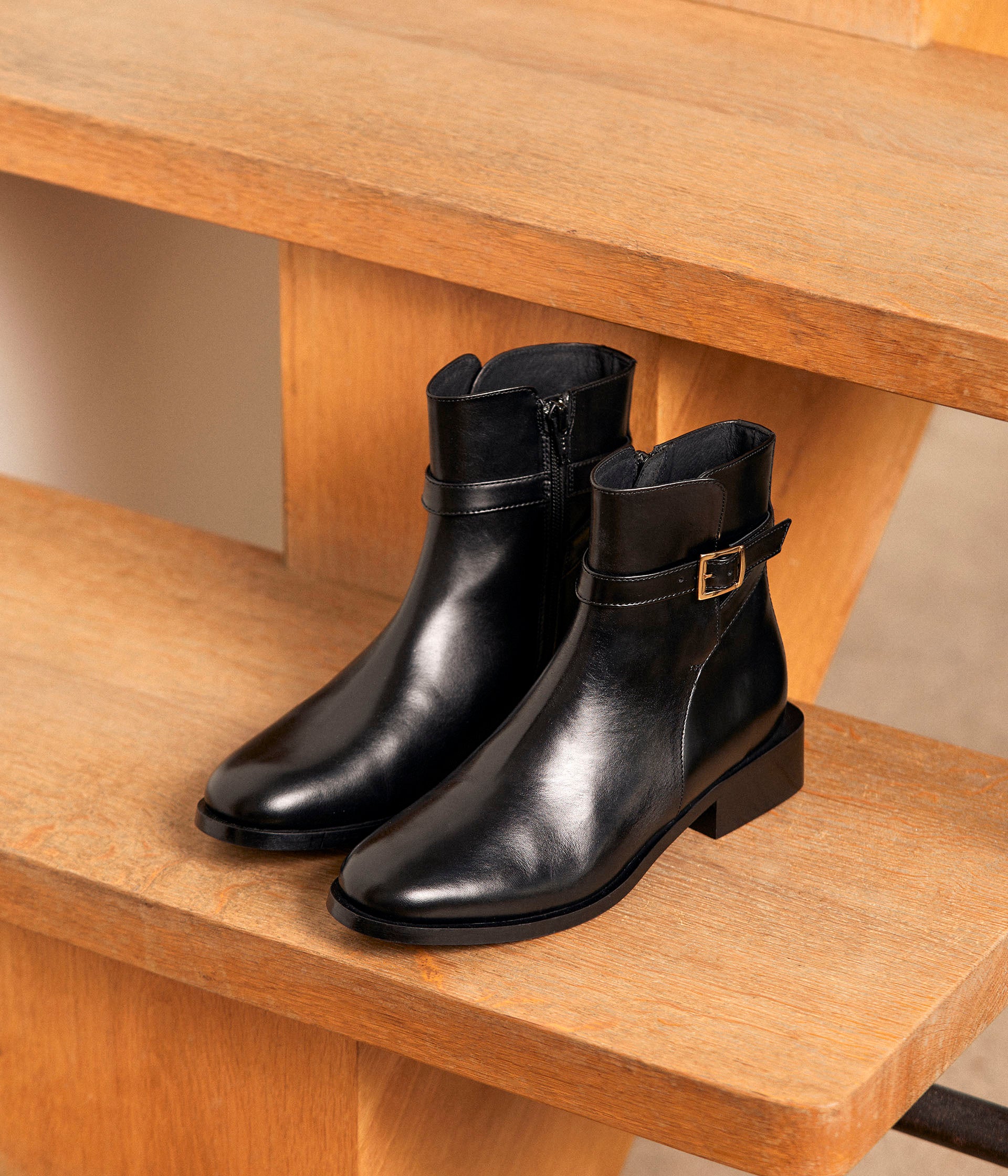 Boots cuir noir Arani