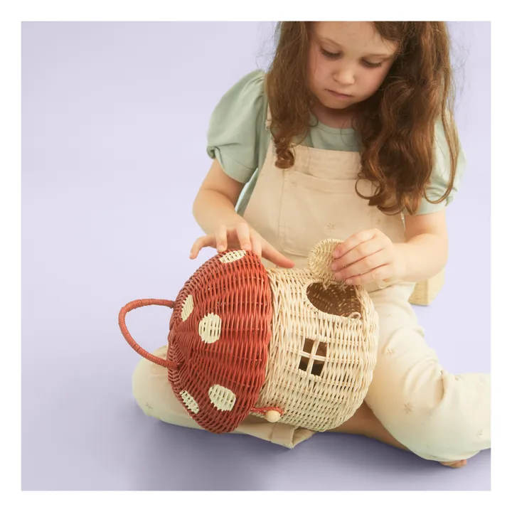 Olli Ella Panier Champignon en rotin | Rouge