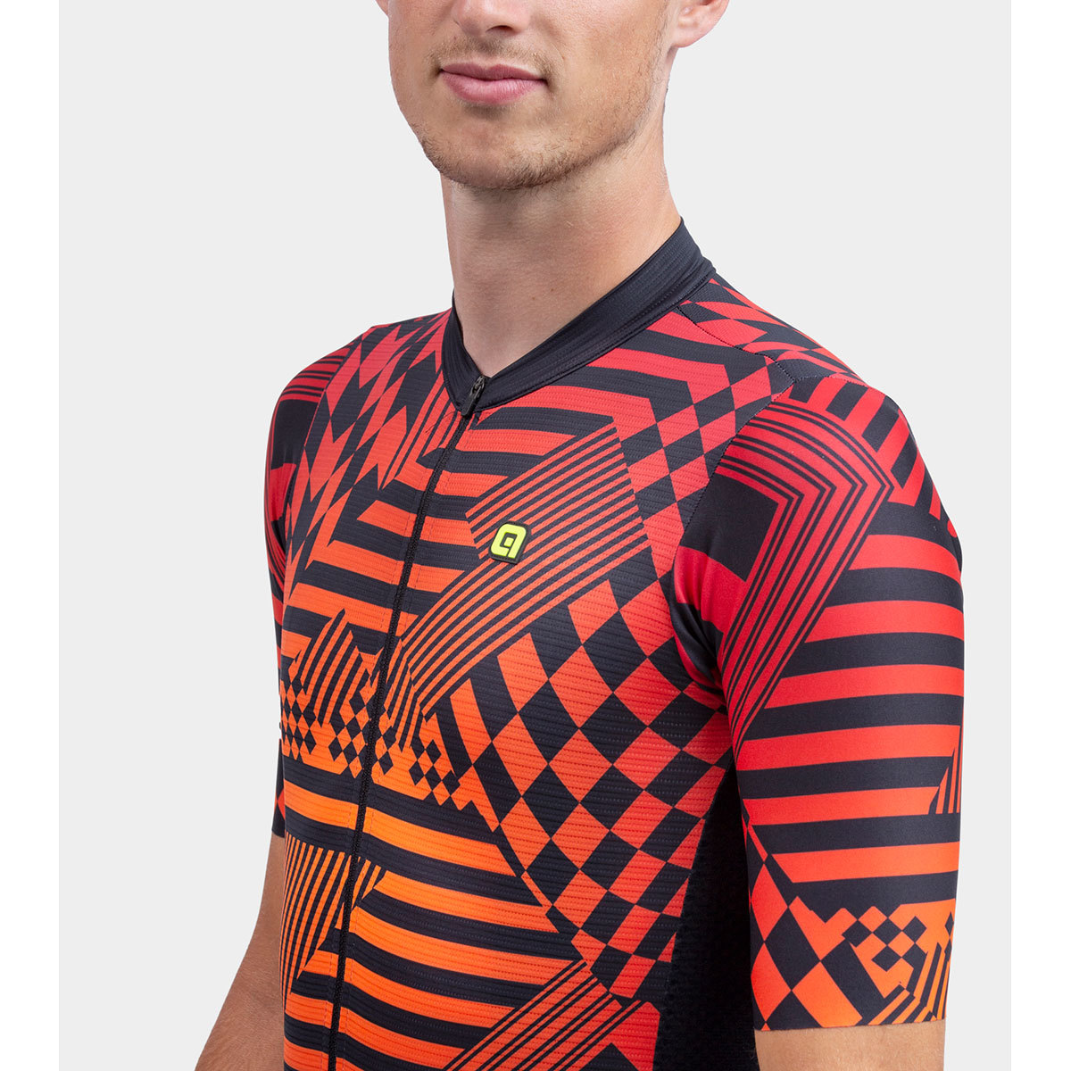 Ale PR-S Checker Fietsshirt Korte Mouwen Rood Heren