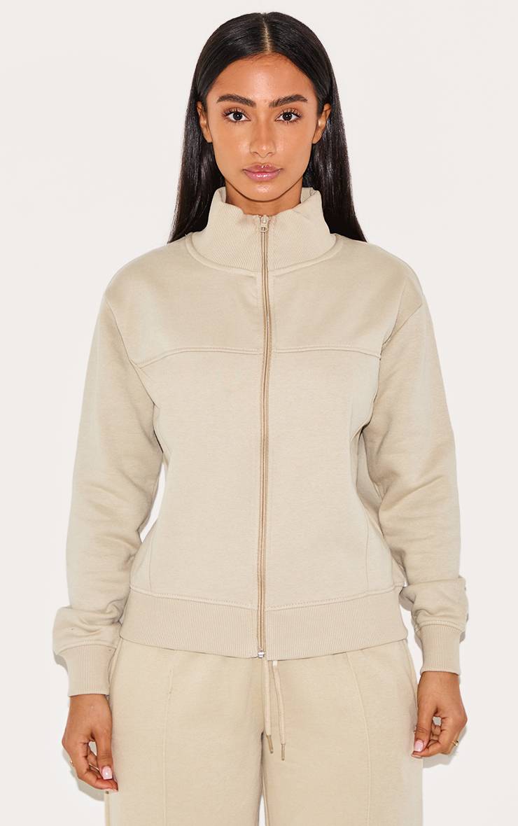 Gris Galet Haut De Survêtement Zippé À Détails De Coutures Petite